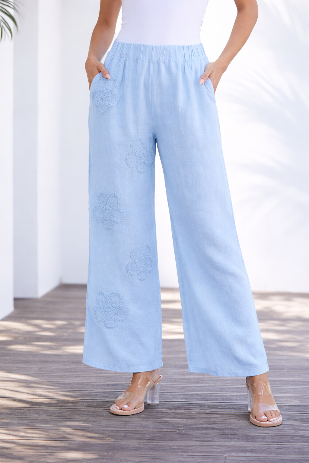 Lila’s Bloom Stitch Pant - Powder Blue