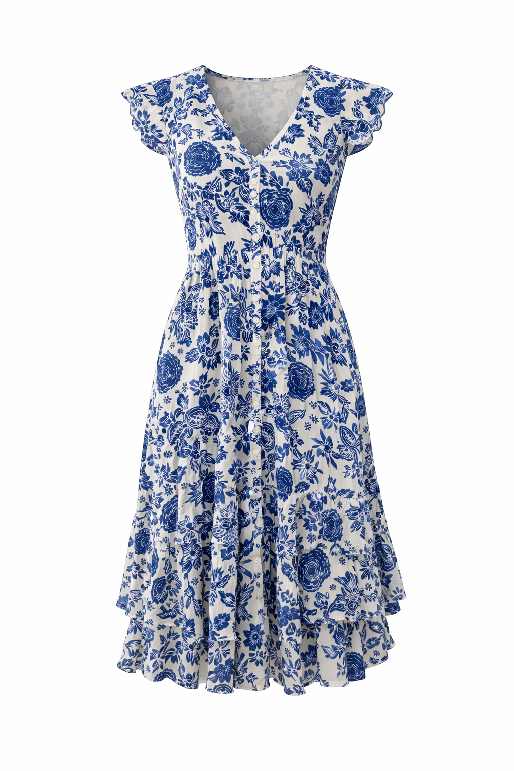Blue Bloom Midi Dress by Papa Vancouver