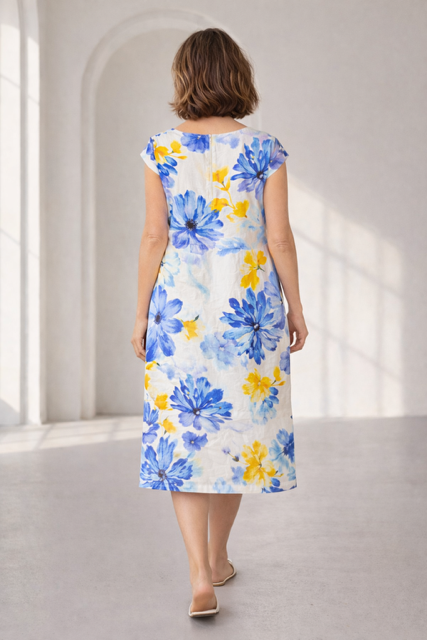 Italian Floral Shift Dress – Lightweight Cap Sleeve Summer Dress