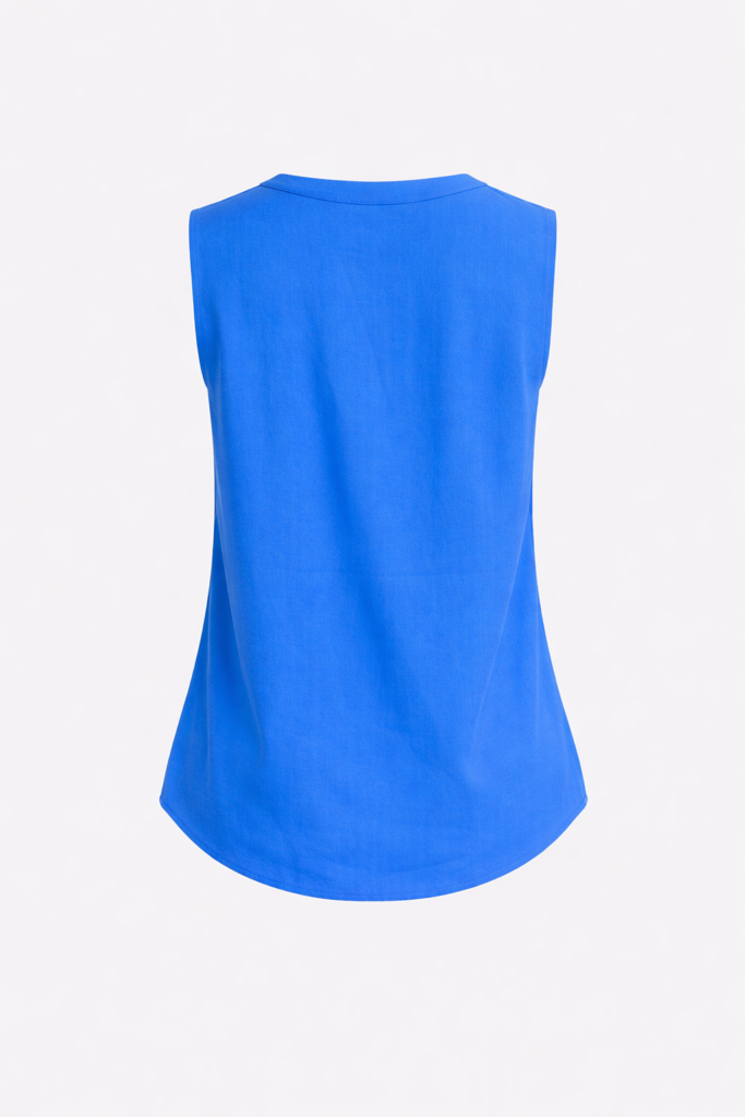 European V-Neck Sleeveless Blouse – 100% Viscose | Soft Draped Lightweight Top