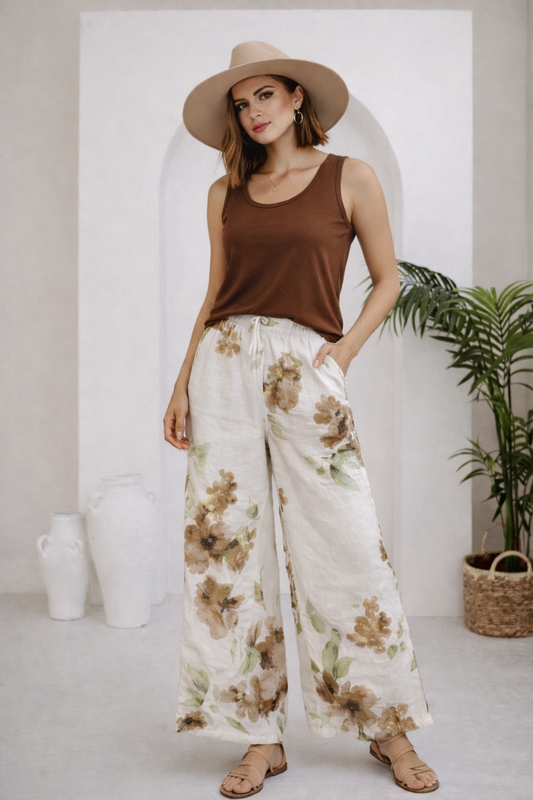 Bella Amour Linen Floral Pants