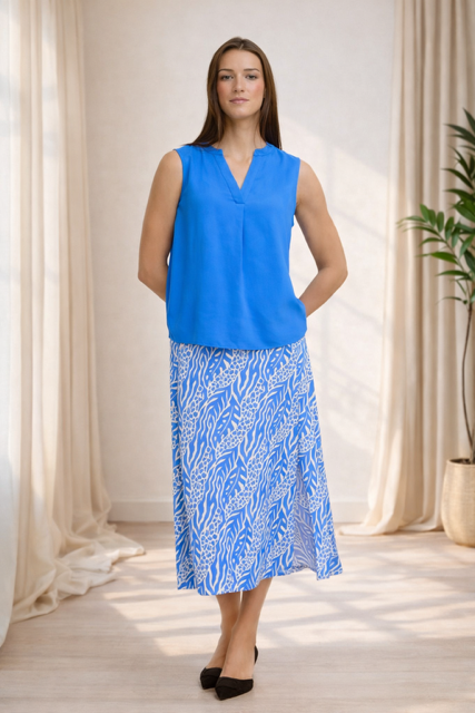 European V-Neck Sleeveless Blouse – 100% Viscose | Soft Draped Lightweight Top
