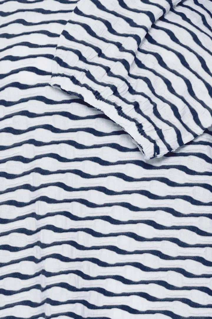 Wave Stripe Puff Sleeve Top | FRANSA
