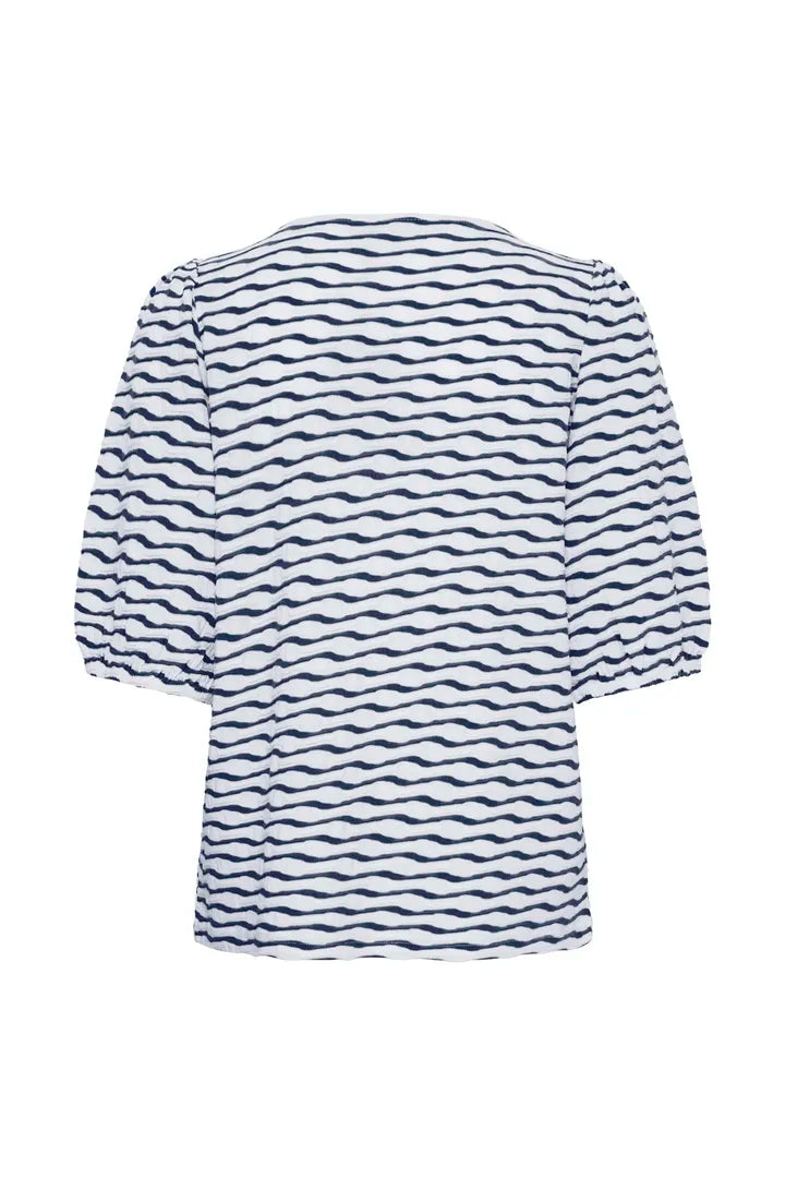 Wave Stripe Puff Sleeve Top | FRANSA