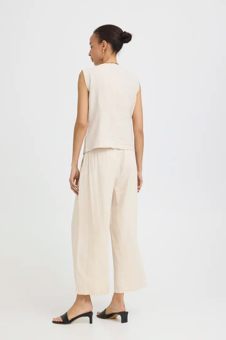Lightweight Linen Blend Capris Natural | b.young