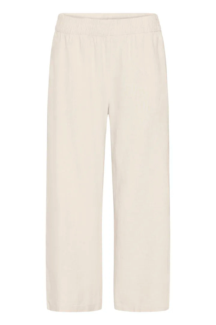 Lightweight Linen Blend Capris Natural | b.young
