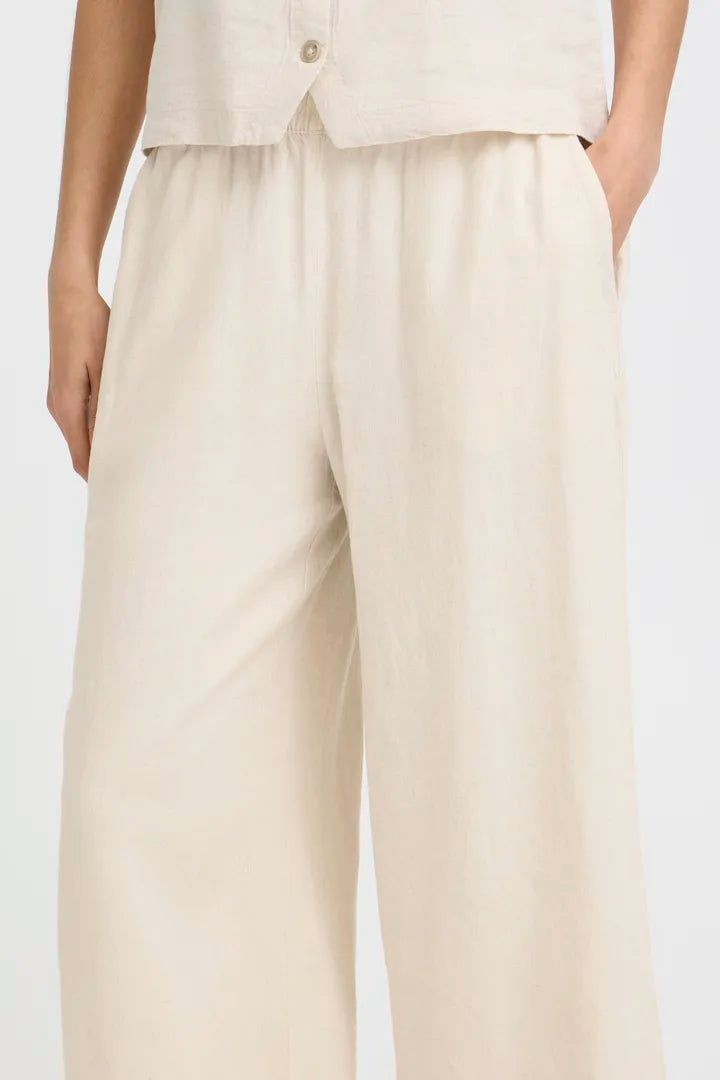 Lightweight Linen Blend Capris Natural | b.young