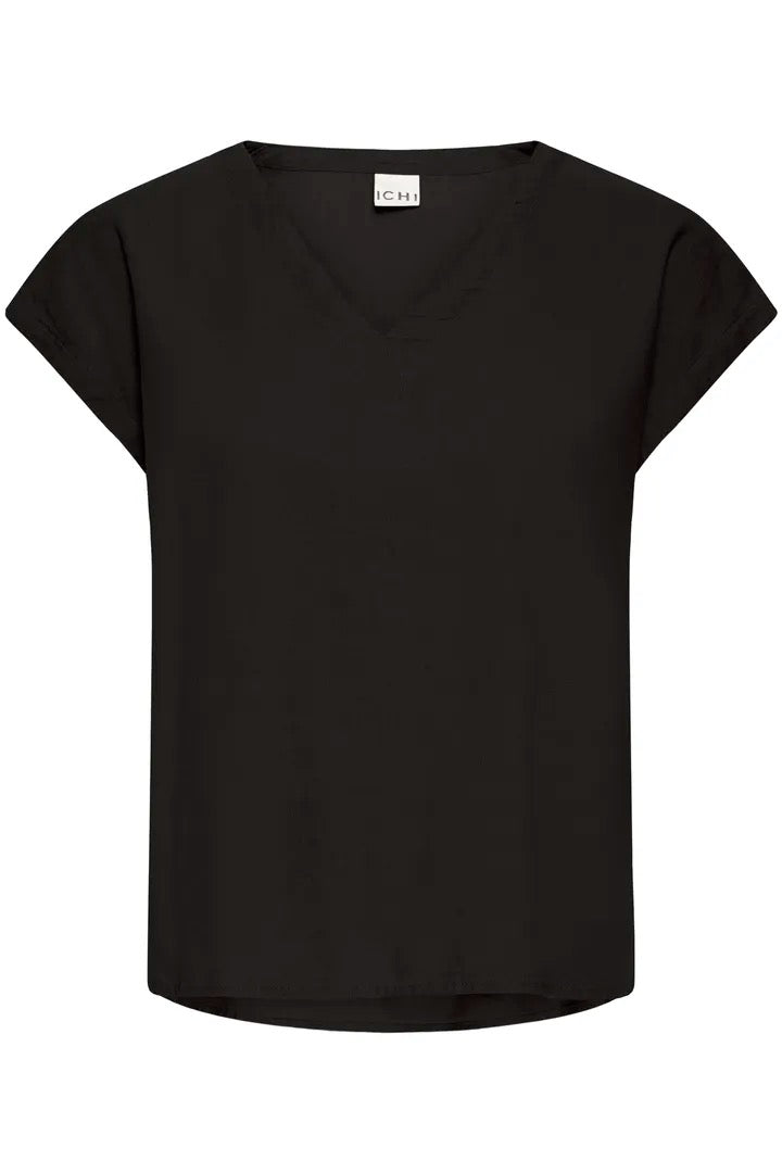 Black European Linen Blend V-Neck Sleeveless Blouse – Relaxed Fit | Lightweight Breathable Top
