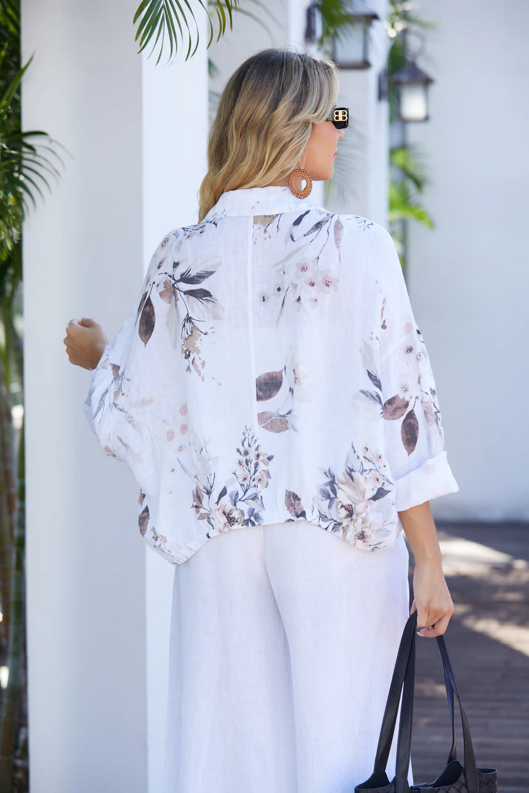 Sylvie's Sepia Leaves Linen Jacket