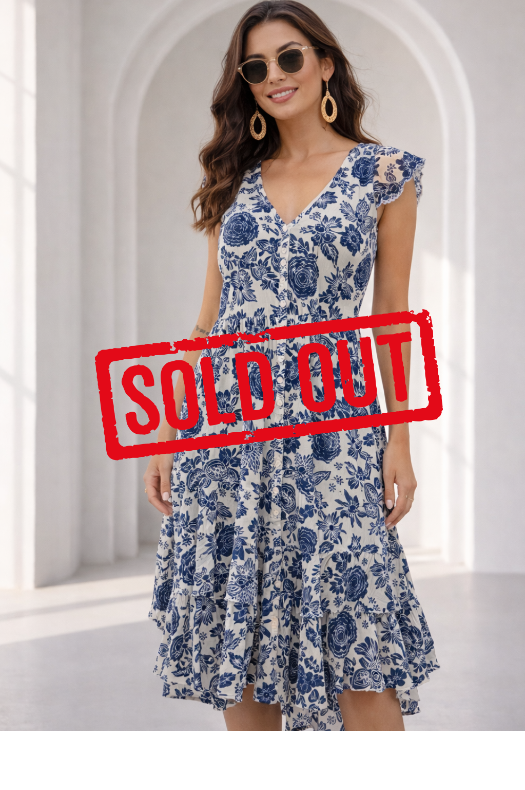Blue Bloom Midi Dress by Papa Vancouver