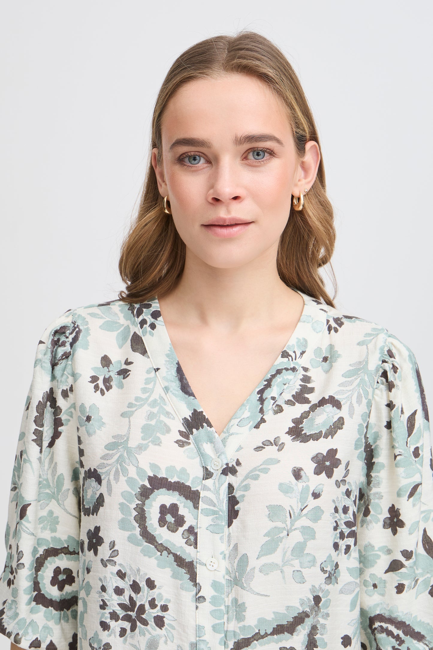 Flowy V-neck Button Down Dress | FRANSA image 5