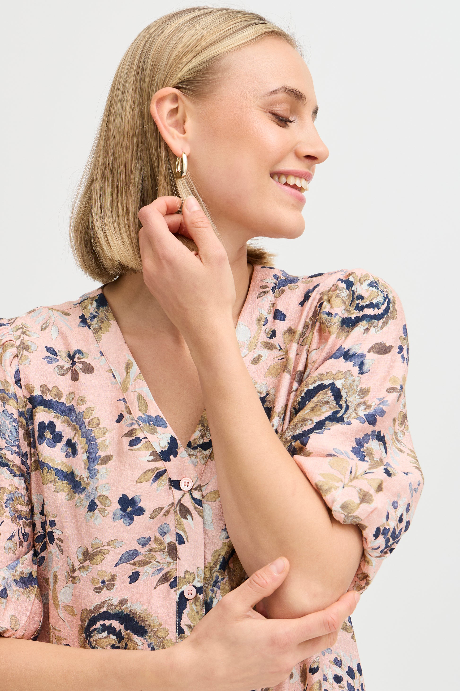 Flowy V-neck Button Down Dress | FRANSA image 4