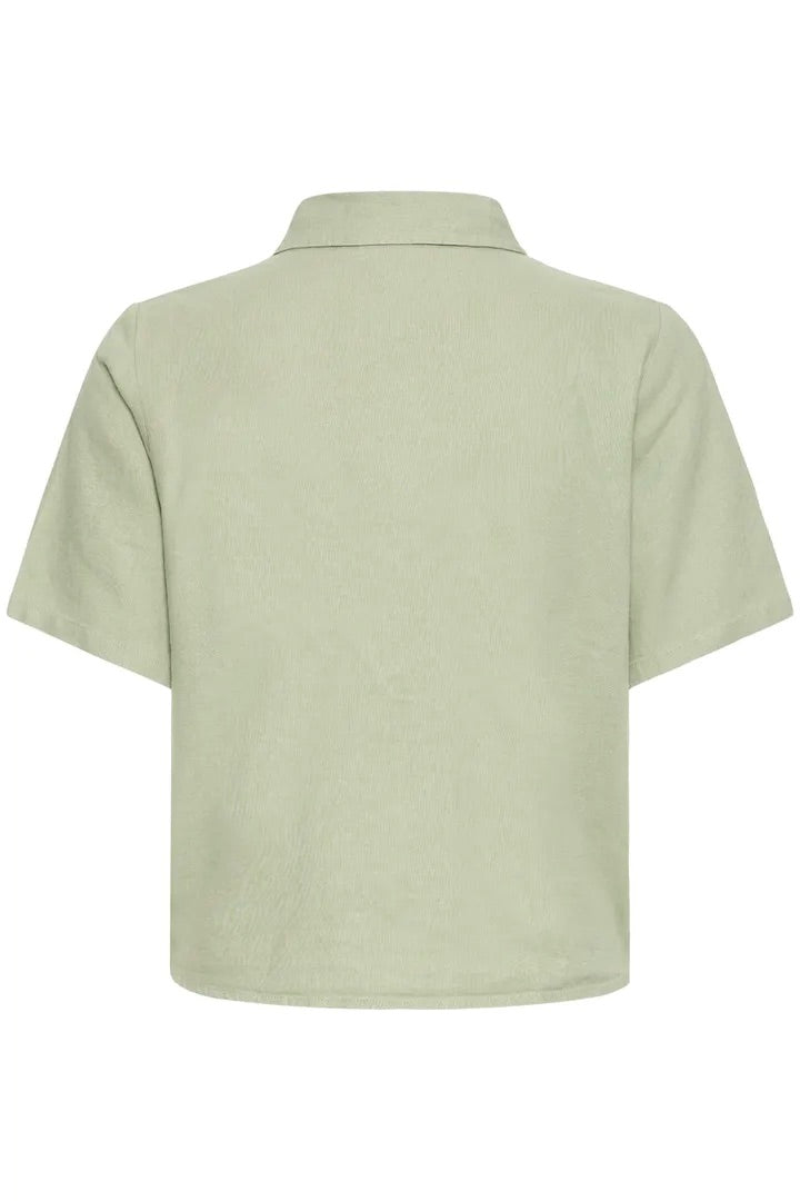 Sage Button Down Blouse with Tie | ICHI